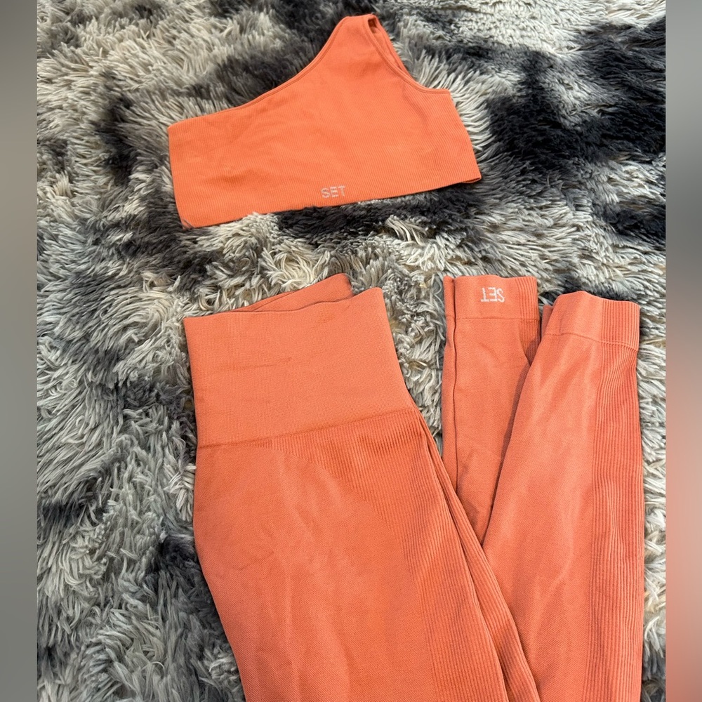 Set Active Sculpflex ribbed one shoulder bra and leggings